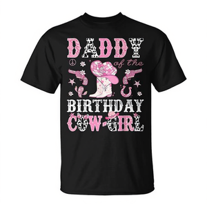 Camiseta occidental rosa para papá, con la inscripción 'Daddy Of The Birthday Cowgirl' - Product Image 2