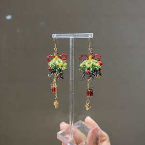 ต่างหูมุกเทียมซาตินประดับเพชร รุ่นคริสต์มาส ขายดี 11 ซม. ดีไซน์เรียบหรู ทันสมัย คุณภาพสูง เหมาะสำหรับใส่ทุกวัน - Product Image 1