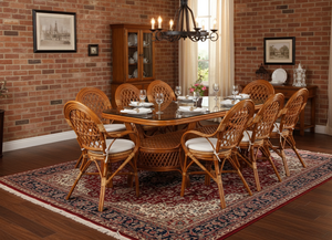 Ensemble de salle à manger JAVA 8 pièces en rotin/osier, table et chaises pour appartement, hôtel, maisons modernes, avec un confort de qualité supérieure - Product Image 6