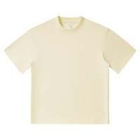 T-shirt de base à col rond de couleur unie en coton mélangé épais 240gsm | Maillot de corps vierge Streetwear essentiel