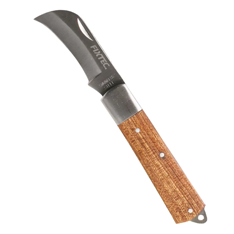 FIXTEC-cuchillo plegable de madera de acero inoxidable para jardín, cuchillo aislante para Injerto de plantas y frutas, electricista