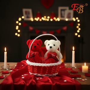 Canasta de Regalo con Forma de Corazón de 11.4X8.5X15 con Dos Osos, 72 Piezas/Caja, para el Día de San Valentín, Modelo 376589 - Product Image 2