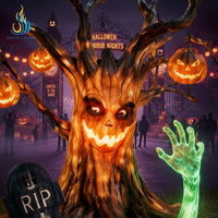 Lanterne géante d'Halloween effrayante pour festival, avec citrouilles suspendues et main lumineuse, pour décoration de jardin