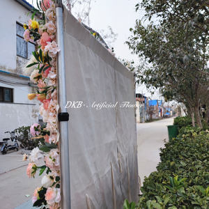 ฉากหลังผ้าไหม8FT 8FT ดอก3D งานแต่งงานผนังผ้า5D ม้วนขึ้นรูปดอกกุหลาบปลอมไฮเดรนเยีย - Product Image 5