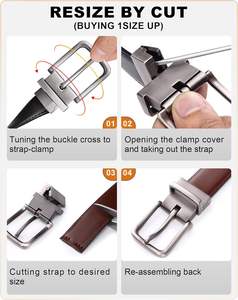 Cinturón personalizado de cuero genuino reversible de 1,25 pulgadas para <span class=keywords><strong>hombre</strong></span>, longitud ajustable con 2 lados y 1 hebilla de aleación, regalo clásico perfecto - Product Image 4