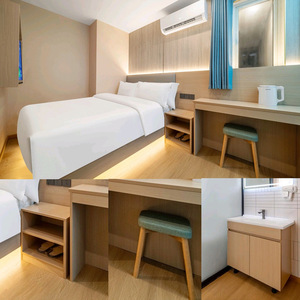 Juego completo de muebles de dormitorio de hotel, marco de cama de madera con mesitas de noche de colchón y soporte de TV a precio mayorista de fábrica - Product Image 5