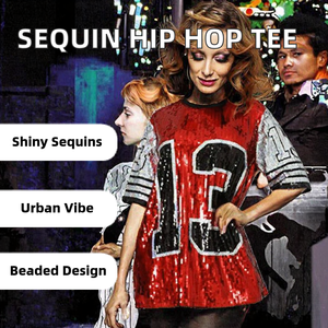 Camiseta Deportiva de Hip Hop con Lentejuelas y Malla Transpirable de Manga Corta, Inspirada en la Hermandad Delta 13 - Product Image 2