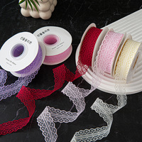 Ruban en satin Qibai de 50 yards, ajouré et bordé de dentelle, largeur 3 cm, style frais et naturel pour emballage de gâteaux, bouquets et nœuds DIY