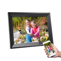 Bingkai Foto Digital WiFi Pintar 8 Inci dengan Jam, Layar Sentuh IPS LCD FHD 1024x768, Putar Otomatis, Memori Internal 16GB, Bingkai Plastik