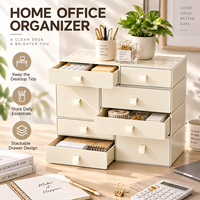 Organisateur de tiroirs en plastique empilable en gros, boîte de rangement modulaire multi-tailles pour la maison, le bureau, les cosmétiques et la papeterie