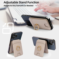Porte-cartes de luxe en cuir PU avec anneau de maintien, support pliable, multiples fentes pour cartes, portefeuille d'identité universel, personnalisable en usine