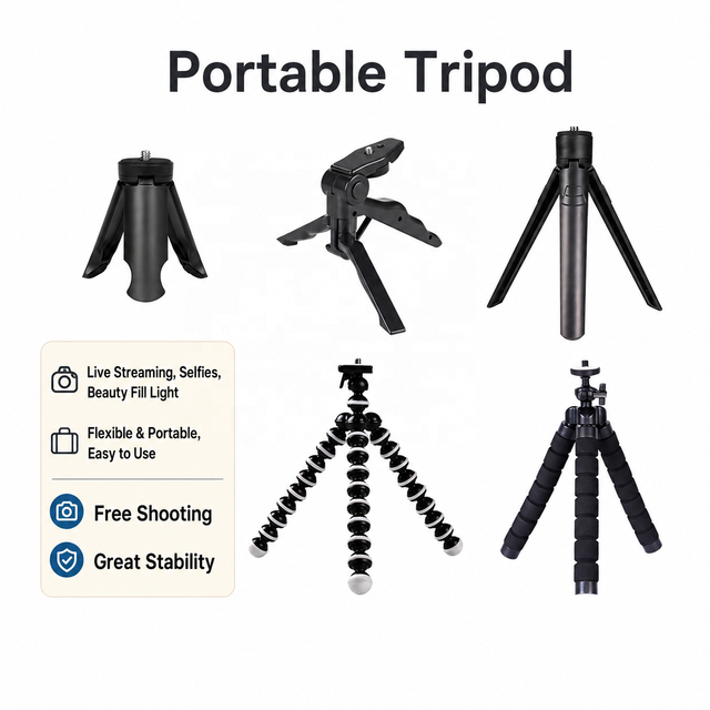 Desktop Mini Tripod Stand for Projector, Phone, Camera, Live Streaming, Portable Tabletop Tripod Mount with 1/4 Screw