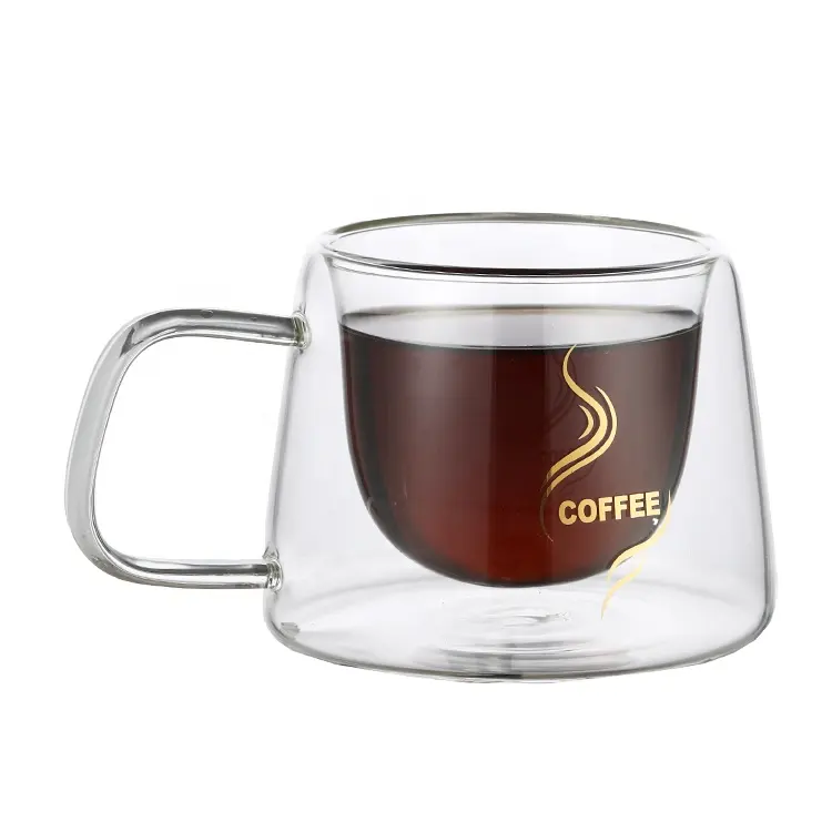 Borosilicate Double Walled Glass Coffee Cups With Handle Handmade Mug Personalised