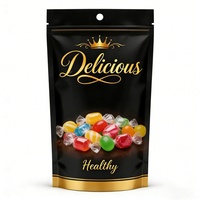 Sachet Doypack Noir Personnalisé Minfly 150g, Finition Brillante, en PE Mylar, Emballage Plastique Alimentaire pour Bonbons et Confiseries