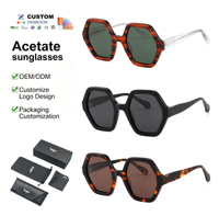 Lunettes de soleil hexagonales surdimensionnées classiques personnalisées de qualité supérieure, UV400, fabriquées à la main, en acétate de luxe, fabricant de lunettes de soleil