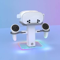 Dudukan Display pengisian daya Headset VR Multi fungsi dengan lampu RGB dudukan Dok pengisi daya untuk pengontrol Meta Quest 3s