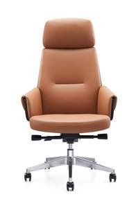 Chaise ergonomique en cuir fabriquée en Chine, mousse monobloc, châssis à 3 positions verrouillables, vérin à gaz de classe 3, roulettes silencieuses en PU noires de 60 mm - Product Image 3