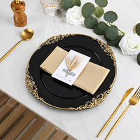 Assiettes de présentation dorées de 13 pouces, réutilisables, en plastique, décoratives, pour mariages, anniversaires et événements.