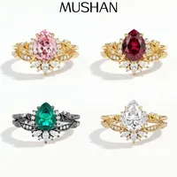 Bague MUSHAN personnalisée en argent sterling 925 avec rubis rouge de laboratoire, bague statement ronde pour femme, plaquée or 18 carats, bagues d'anniversaire