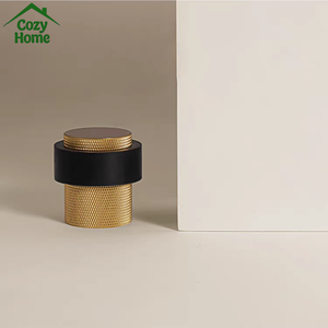 Fermaporta Rotondo in Ottone Massiccio Anticato, Protezione Murale Antiscivolo con Paracolpi in Gomma - Product Image 2