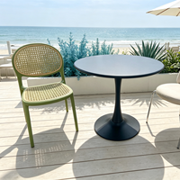 Vente d'usine - Table de patio ronde entièrement métallique résistante aux intempéries, style tulipe, table de bistrot d'extérieur pour jardin, restaurant, cour