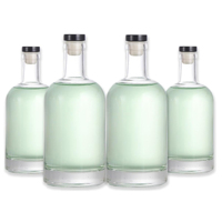 Bouteilles en verre flint vides en gros de 200 ml avec bouchon en liège, prêtes pour diffuseur, personnalisables avec logo, pour whisky, vodka, tequila