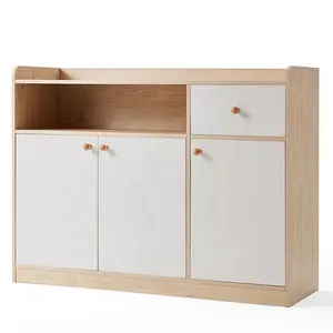 Aparador de almacenamiento de madera para comedor, aparador moderno de madera natural y blanca para cocina, venta al por mayor