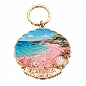 Llaveros Personalizados de Aleación de Zinc con Diseño Redondo de la Isla de <span class=keywords><strong>Crete</strong></span>, <span class=keywords><strong>Grecia</strong></span>, con Esmalte Suave - Product Image 2
