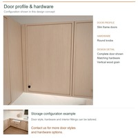 Ensemble de meubles de cuisine sur mesure, portes en bois massif style Shaker, aménagement en U et tiroirs à fermeture amortie, structure en panneaux de particules