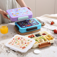 Lonchera Bento de 1200 ml con 5 Compartimentos, Apta para Microondas, con Bolsa para Salsas y Cubiertos, con Certificación LFGB, FDA y CPC, MOQ Bajo, Logotipo Personalizado, Regalo