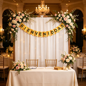 Guirnalda de Letras Doradas 'Bienvenidas' Hechas a Mano con Plástico Resistente, Color Negro, 14 Piezas, 4 Metros - Product Image 6