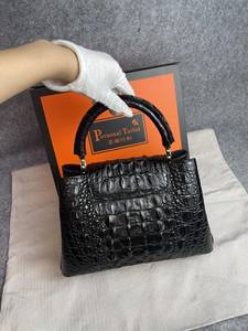 Sac en cuir de crocodile 100% élégant, classique, noir, luxueux, sac bandoulière en cuir de crocodile - Product Image 2