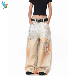 <span class=keywords><strong>Pantalones</strong></span> Vaqueros de Mezclilla con Logotipo Personalizado, Tejido Blanco, Totalmente Estampados, Corte Recto, Estilo Y2K para <span class=keywords><strong>Hombre</strong></span> - Product Image 5