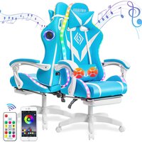 Chaise de jeu confortable pour le bureau et la maison, siège de jeu, ordinateur, PC, jeu de voiture, course, lumière LED RGB, chaise de jeu avec repose-pieds
