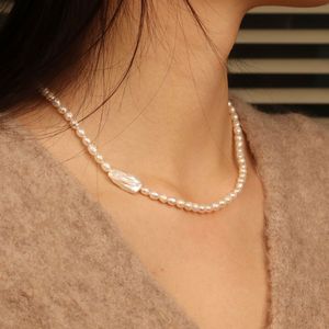 Chris April Fine <strong>Jewelry</strong> 925 Sterling <strong>Silver</strong> Gold Plated Natural Freshwater Baroque Rice Pearl Necklace - Product Image 2