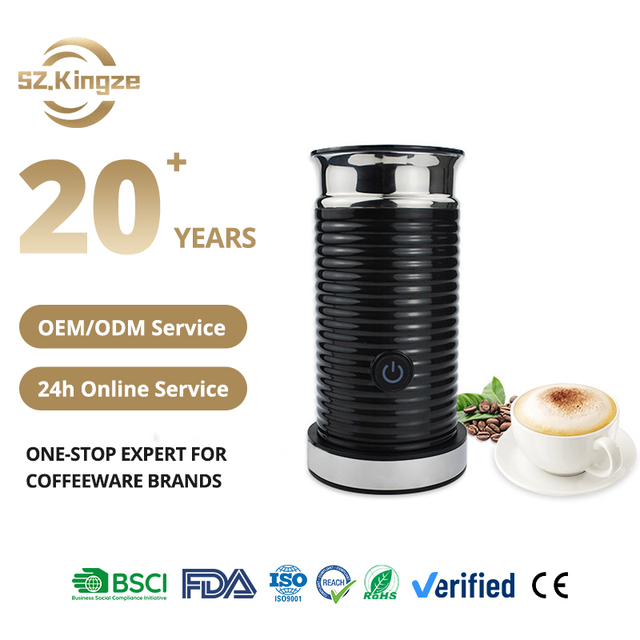 Kingze 220V Electric Espresso Milk Frother Machine Automatic Heated Household Coffee Foam Maker