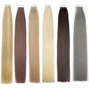 Extensions de cheveux à bande réfléchissante, 100% naturelle Remy, russes, haute qualité, brillant, cuticules
