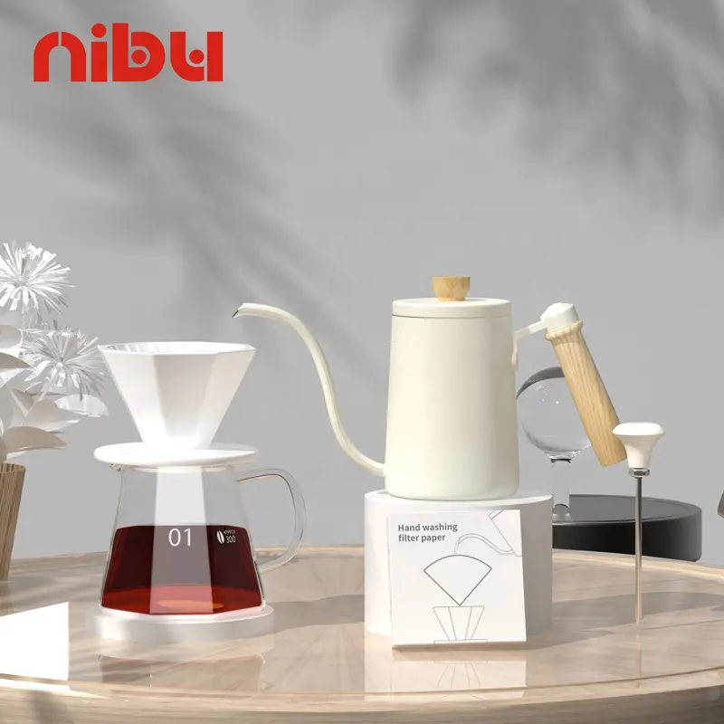 Nibu 커피 세트 유리 필터 컵 선물 상자 V60 차 세트 카페 영리한 Dripper 손 드립 주전자 커피 메이커