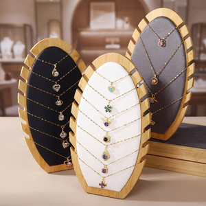 Cross-border Hot Selling Walnut Color Creative Wood Necklace Display <b>Stand</b> Cases Displays Jewelry <b>Hanger</b> Window Live Stall Shelf - Product Image 5