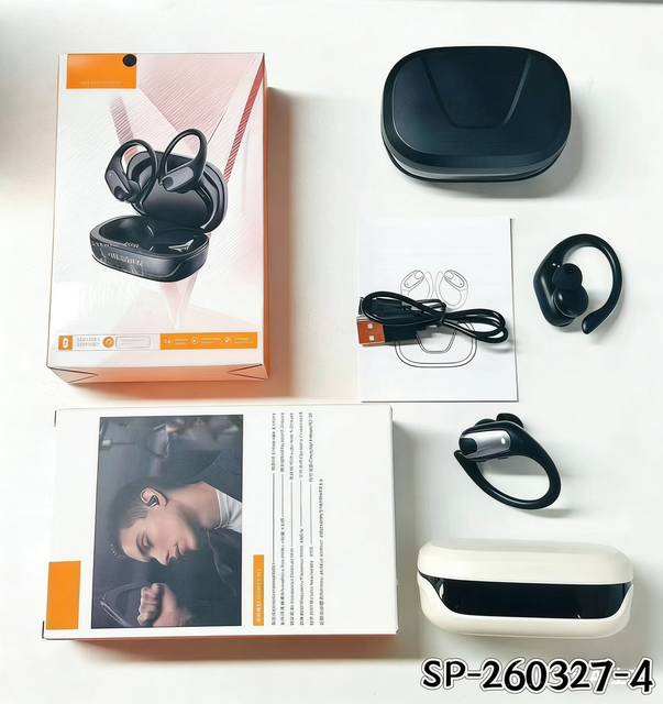 Wireless Earhook TWS Headphones, Open Ear Bluetooth 5.3 Earphones with LED Display, IPX5 Waterproof Sports Headset