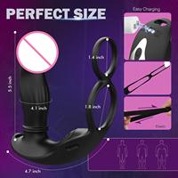 LIEBE. Tragbarer Prostata-Massagevibrator mit Stoßfunktion, Analvibrator zum Umlegen, vibrierender Strap-On für Eppstein mit Silikon-Penisring zum Aufsetzen.