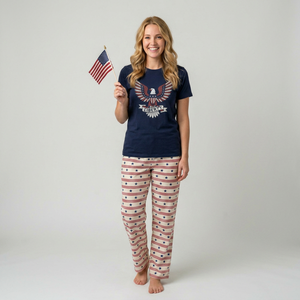 Pijamas <span class=keywords><strong>de</strong></span> Verano para Mujer, Talla Grande, Diseño <span class=keywords><strong>de</strong></span> Dibujos Animados, Personalizadas para el Día <span class=keywords><strong>de</strong></span> la Independencia, Conjuntos <span class=keywords><strong>de</strong></span> Pijamas Tejidos para el 4 <span class=keywords><strong>de</strong></span> Julio para la Familia - Product Image 2