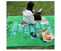 Tapis de pique-nique portable en toile épaisse et flanelle, imperméable et résistant à l'humidité, pour le camping en plein air et la plage, avec rangement