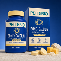 Comprimés à mâcher au calcium osseux PEITEBIO avec vitamine D3 et phosphore pour chiens et chats - Soutien à la santé des articulations, saveur fromage, 120 unités