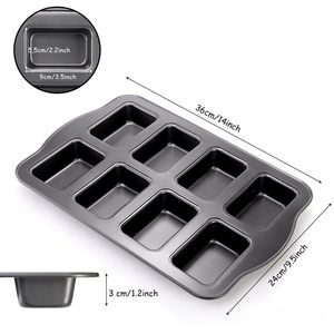 MIXWARES 8-Cavity Non-Stick Oven Safe Loaf Baking Pans Tiny Banana Bread &amp; Heavy Duty Carbon Steel <strong>Brownie</strong> <strong>Tin</strong> Dark Grey - Product Image 3