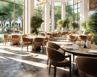 Ensembles de restaurant en bois OEM ODM 4, 6 ou 8 places, style panneau, meubles de cuisine, table et chaises pour hôtels et restaurants