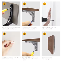Support mural réglable en acier inoxydable SS201, 8-24 pouces, épaisseur 1,0 mm, étagère pliante triangulaire, table, banc Lingtian