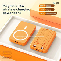 Batterie externe magnétique sans fil HXB 10000mAh, charge rapide sans fil 20W, écran LED, chargeur portable Li-polymère Micro USB