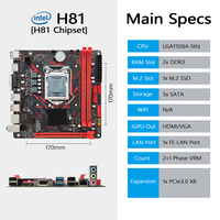 Kit Combo Carte Mère PANDL ITX H81 Placa Mainboard LGA1150 CPU avec Intel Xeon E3 1230 V3 2x Emplacements DDR3 Carte Mère H81