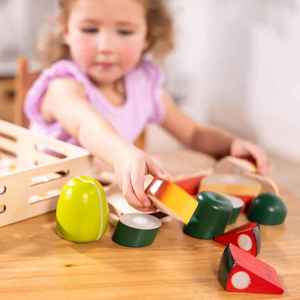 <b>Wooden</b> <b>Kitchen</b> Cutting Fruits <b>Toy</b> Set for Kids Pretend Play Educational Food <b>Toys</b> for Toddlers OEM Ready - Product Image 5